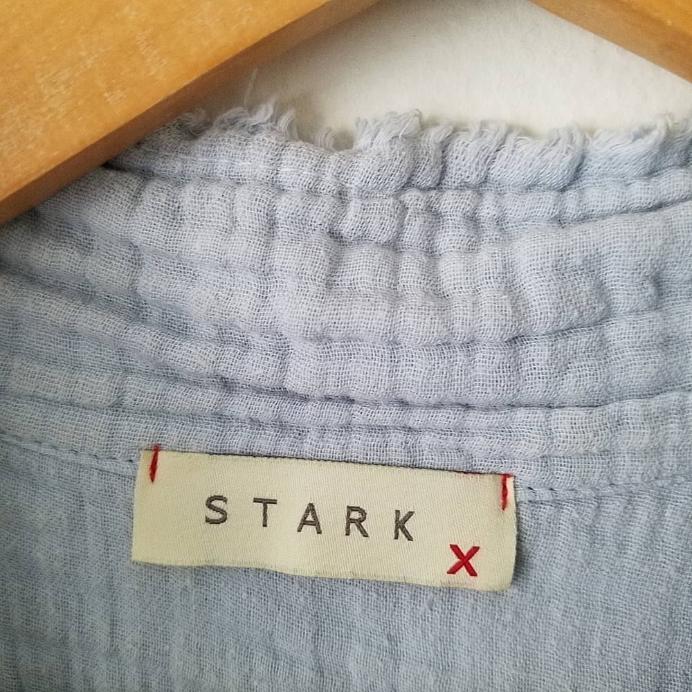 Stark X 100% Cotton Gauze Blue Sleeveless Oversized Tunic Top Size Small - Picture 11 of 13